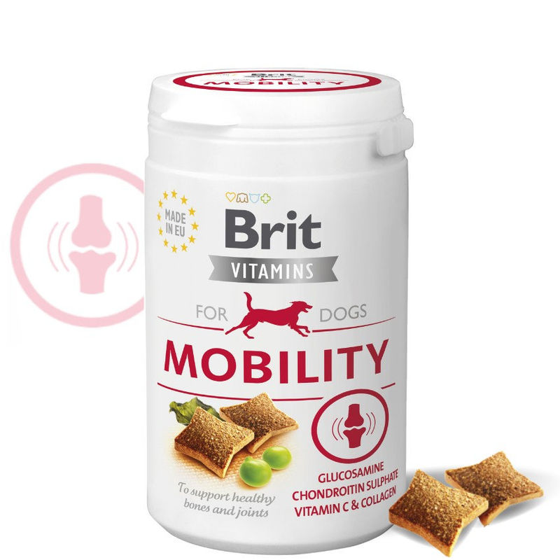 Хранителна добавка за кучета Brit Vitamins Mobility- за здрави кости и стави и подпомагане на мобилността, под формата на лакомство
