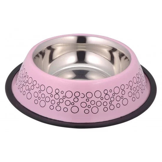 anipro Bubbles No Slip метална купа розова 21 см, 0.7 л