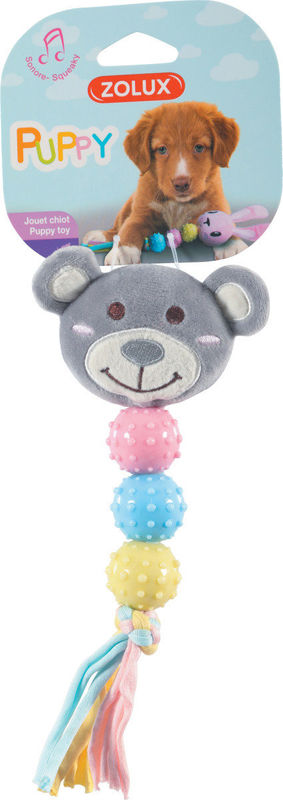 Кучешка играчка Zolux PUPPY RATTLE – дрънкалка с плюш, текстил и силикон Розов 2