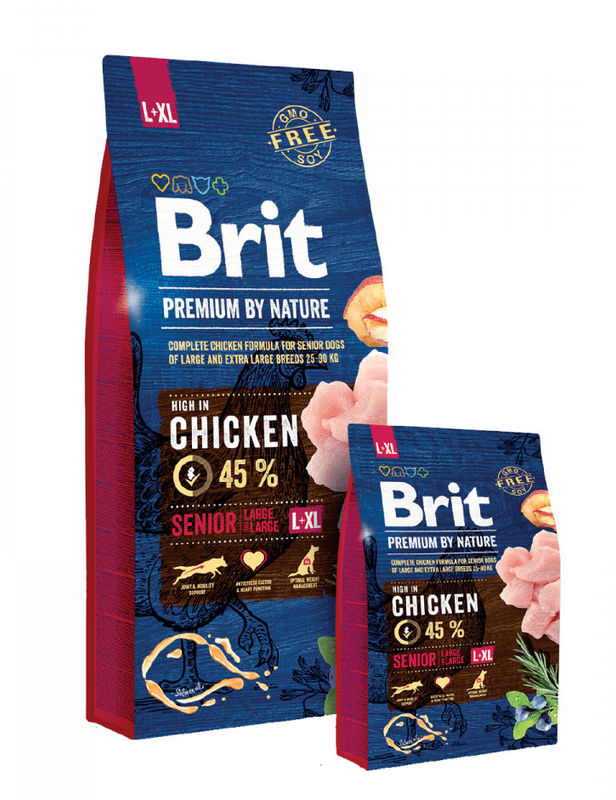 Суха храна за кучета BRIT PREMIUM SENIOR L/XL BY NATURE [ НОВА, ПОДОБРЕНА ФОРМУЛА ] с 45% прясно пилешко месо 3 кг.