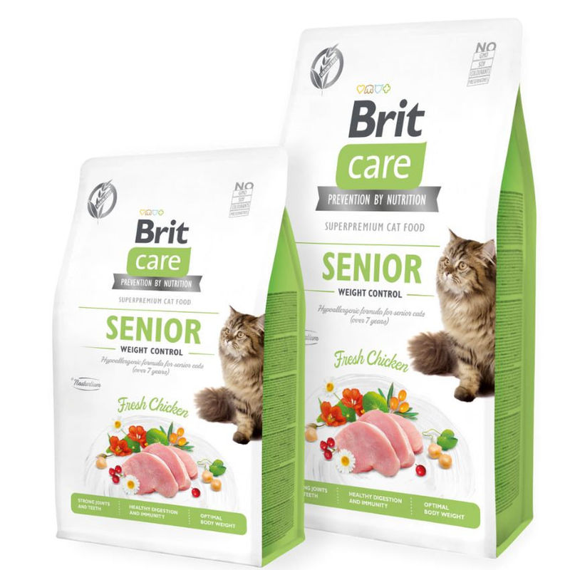 Пълноценна суха храна за кастрирани котки за регулиране на теглото Brit Care Cat Grain-Free STERILIZED AND WEIGHT CONTROL със 26% прясно пилешко, плодове и зеленчуци, БЕЗ ЗЪРНЕНИ КУЛТУРИ  7 кг.