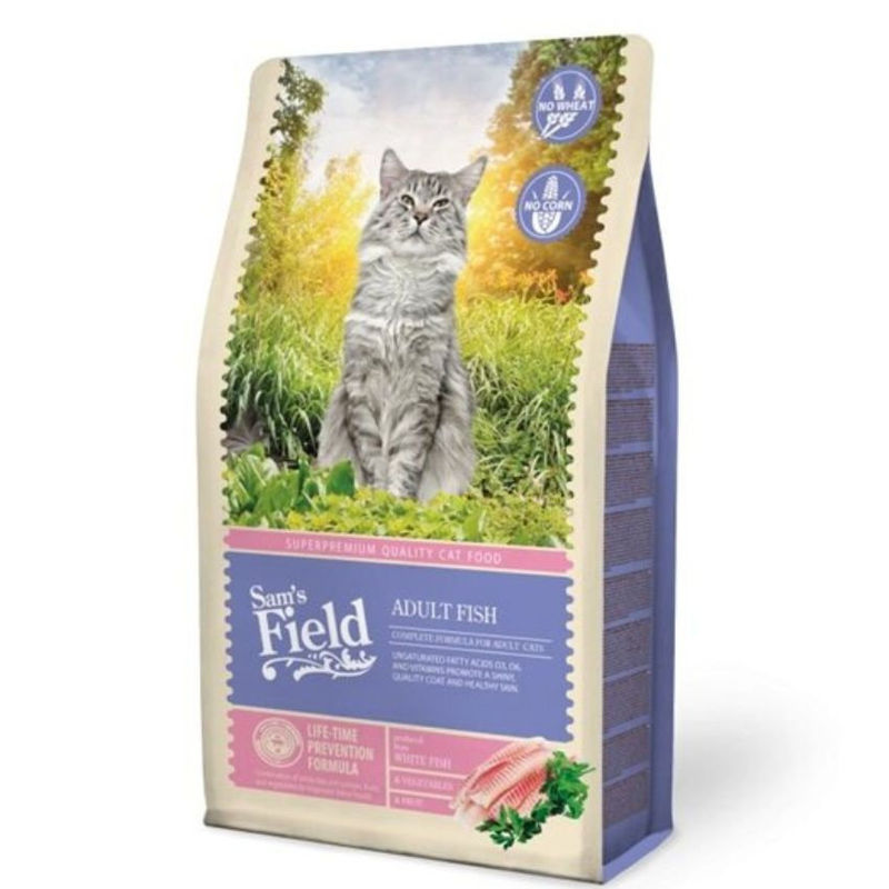 Пълноценна суха храна SAM’S FIELD Cat Adult Fish с 38% риба и зеленчуци, БЕЗ зърнени култури 0.400 кг. 2