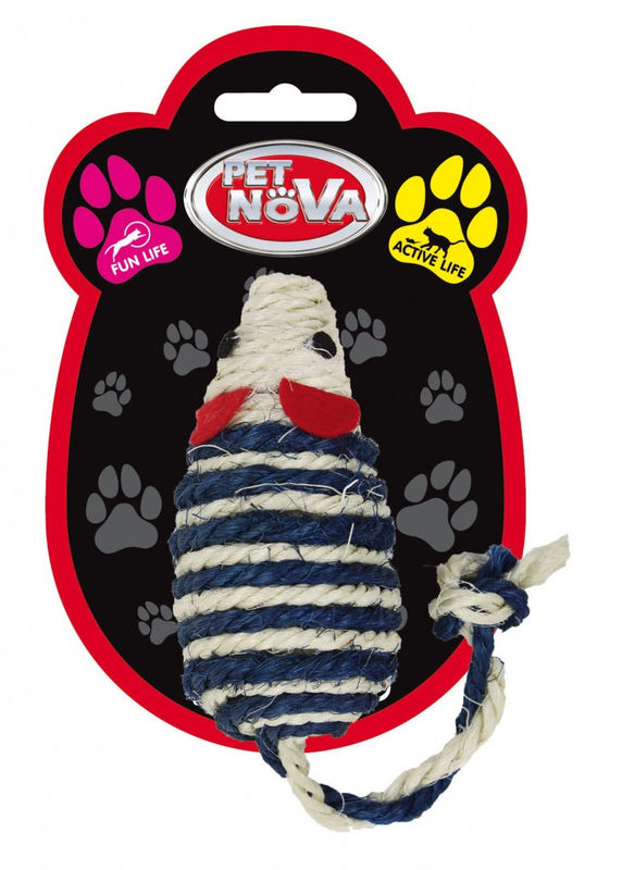 Котешка играчка PET NOVA плетена мишка 10×5 см. микс