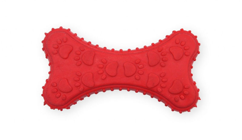 Дентална, гумена играчка за кучета PET NOVA кокал с аромат на телешко 10.5 см. червен 2