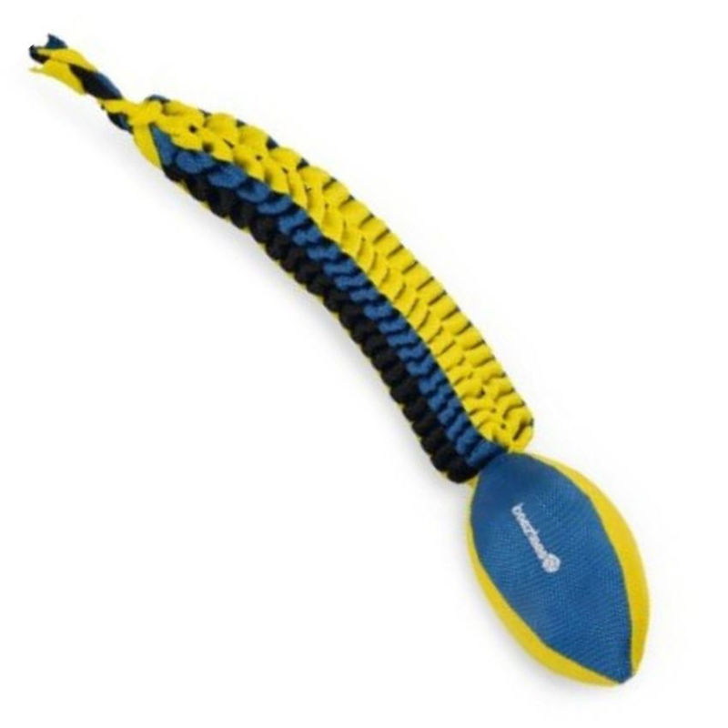 Ръгби топка за куче Beeztees , с приспособление за хвърляне  жълт