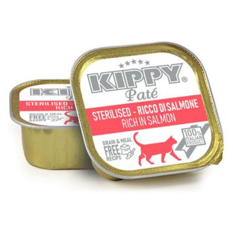 Пастет за кастрирани котки KIPPY PATE STERILISED rich in Salmon със сьомга, Без зърнени култури 6 бр. х 90гр.
