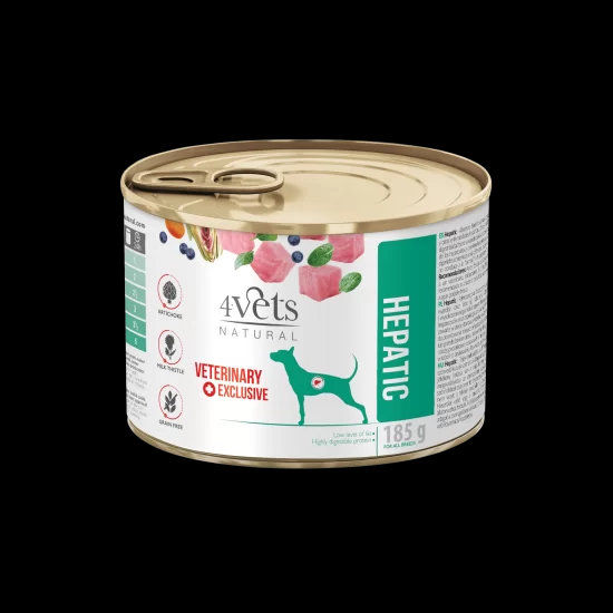 4Vets Dog Natural Hepatic консервирана храна за кучета, при чернодробни проблеми, 185 г