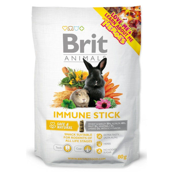 Brit Animals IMMUNE STICK for RODENTS – Супер премиум допълваща храна за гризачи 80 гр. 0.08 кг.