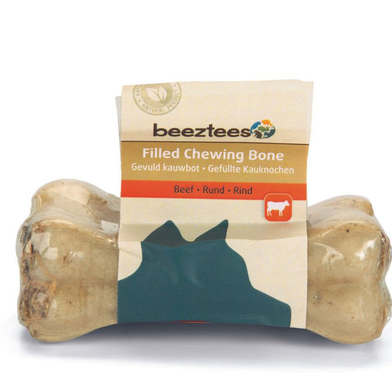 Натурално лакомство за куче Beeztees Chewbone with bull pizzle кокал с пълнеж от пенис на бик 2бр х10см 2 бр.