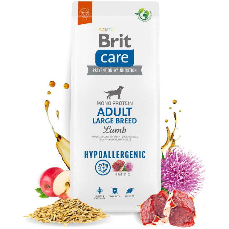 Супер премиум, хипоалергенна храна за кучета Brit Care Dog Hypoallergenic Mono Protein Adult Large Breed, монопротеинна, с агнешко месо и бял трън 3 кг. 3