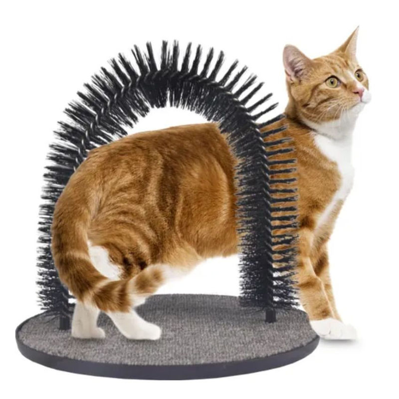 Драскалка за нокти с масажор Flamingo Massage and grooming arch за котки Сив 2