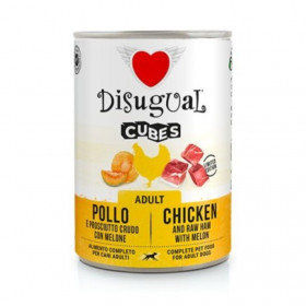 Консервирана храна за кучета Disugual Cubes Adult Chicken, raw ham and melon с Пилешко, сурова шунка и пъпеш 400гр.