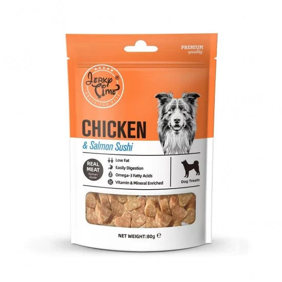 Jerky Time Chicken&Salmon Bites 80g - лакомство за куче с пиле и сьомга