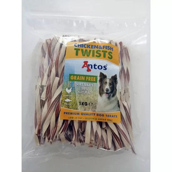 Antos Twists Chicken D`light ленти с пиле и риба, 1кг