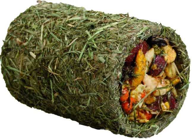 Лакомство и играчка за гризачи Flamingo тунел от сено с пълнеж от плодове 125г 1 бр. 2