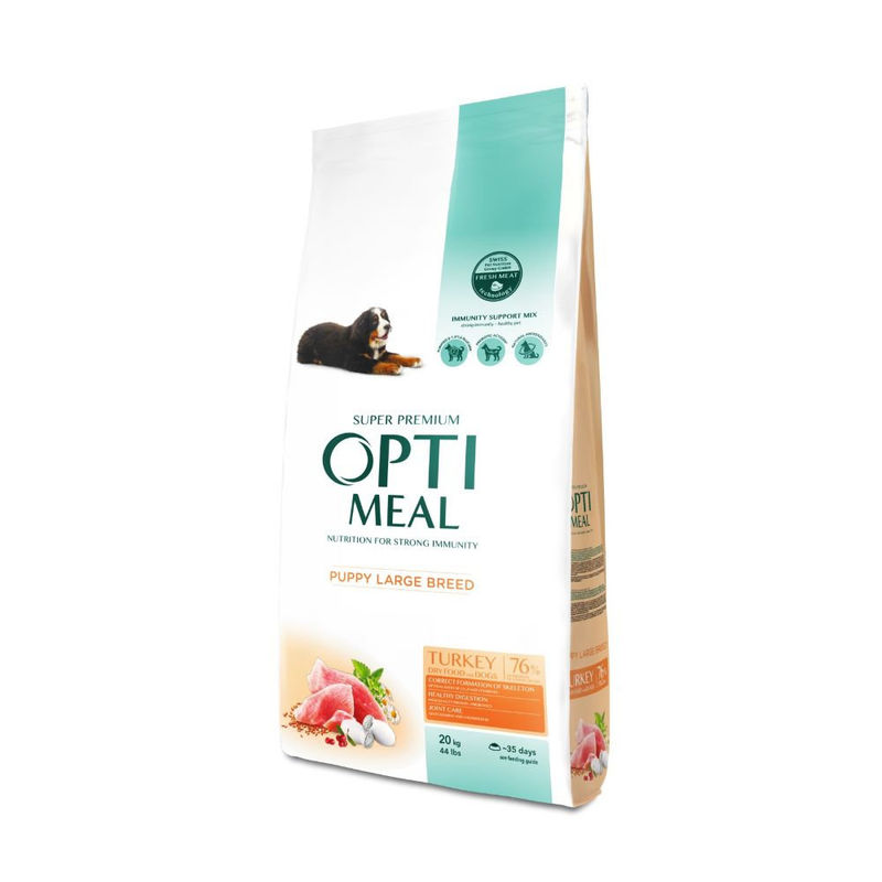 OPTIMEAL DOG PUPPY LARGE BREED WITH TURKEY Супер премиум клас, суха храна за подрастващи кучета от големи породи 2