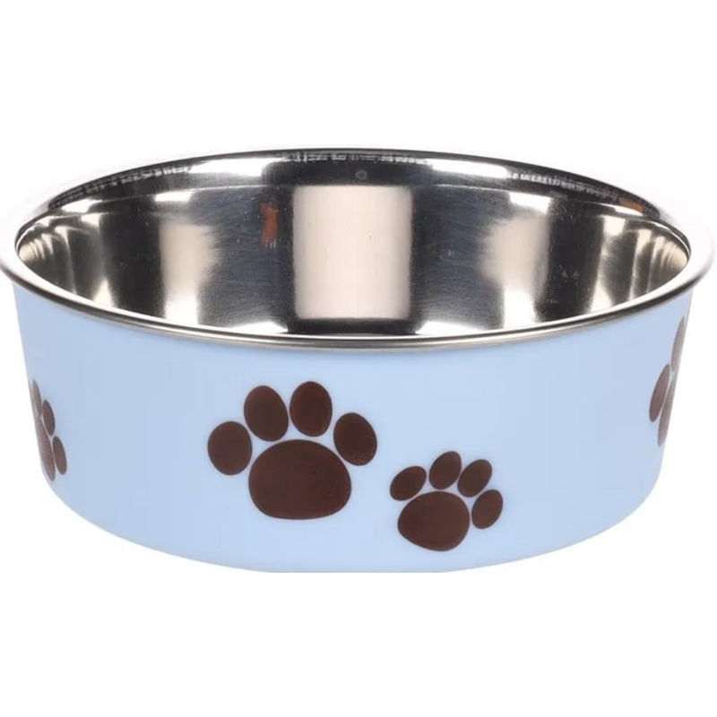 Метална купа Flamingo KENA LIGHT BLUE – с противоплъзгаща основа, светлосиня с лапички 450 мл.