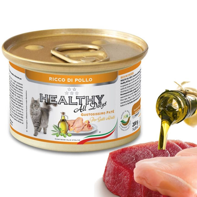Консервирана храна за котки HEALTHY MEAT All days CAT Chicken с прясно пилешко месо, риба тон и ориз 0.200 кг. 2
