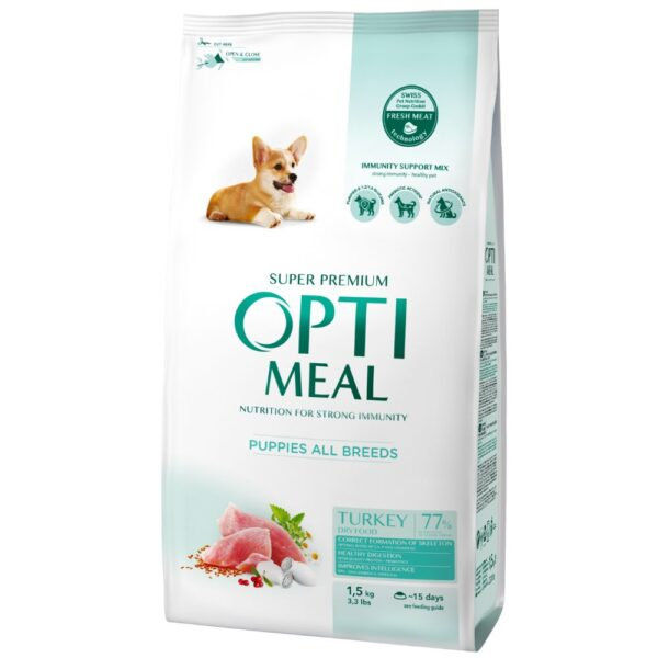 OPTIMEAL DOG PUPPY WITH TURKEY Супер премиум храна за кучета от малки породи с патешко 7