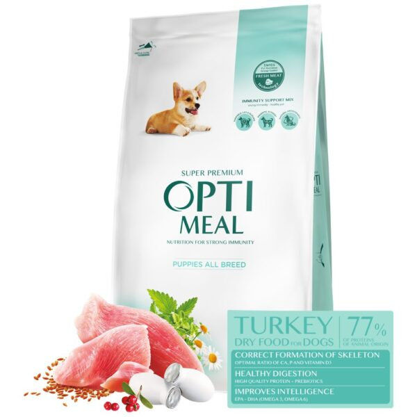 OPTIMEAL DOG PUPPY WITH TURKEY Супер премиум храна за кучета от малки породи с патешко 5