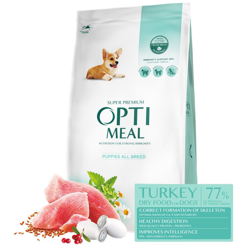 OPTIMEAL DOG PUPPY WITH TURKEY Супер премиум храна за кучета от малки породи с патешко 6
