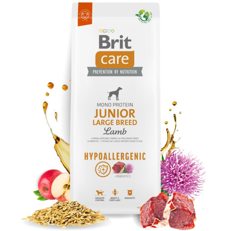 Супер премиум, хипоалергенна храна за подрастващи кучета от големите породи Brit Care Dog Hypoallergenic Monoprotein  Junior Large Breed  монопротеинна, с агнешко месо и бял трън 12 кг. 3