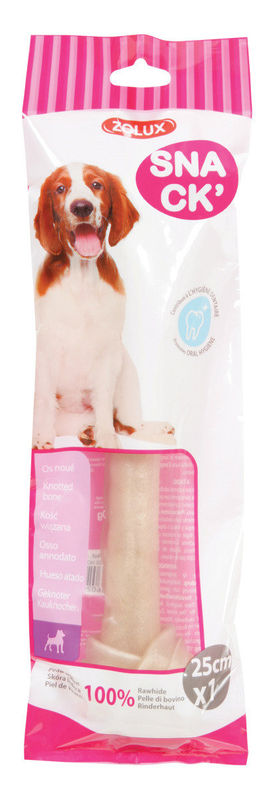 Пресован кокал от 100% хрупкава, свинска кожа Zolux с два възела 25см 25 см.