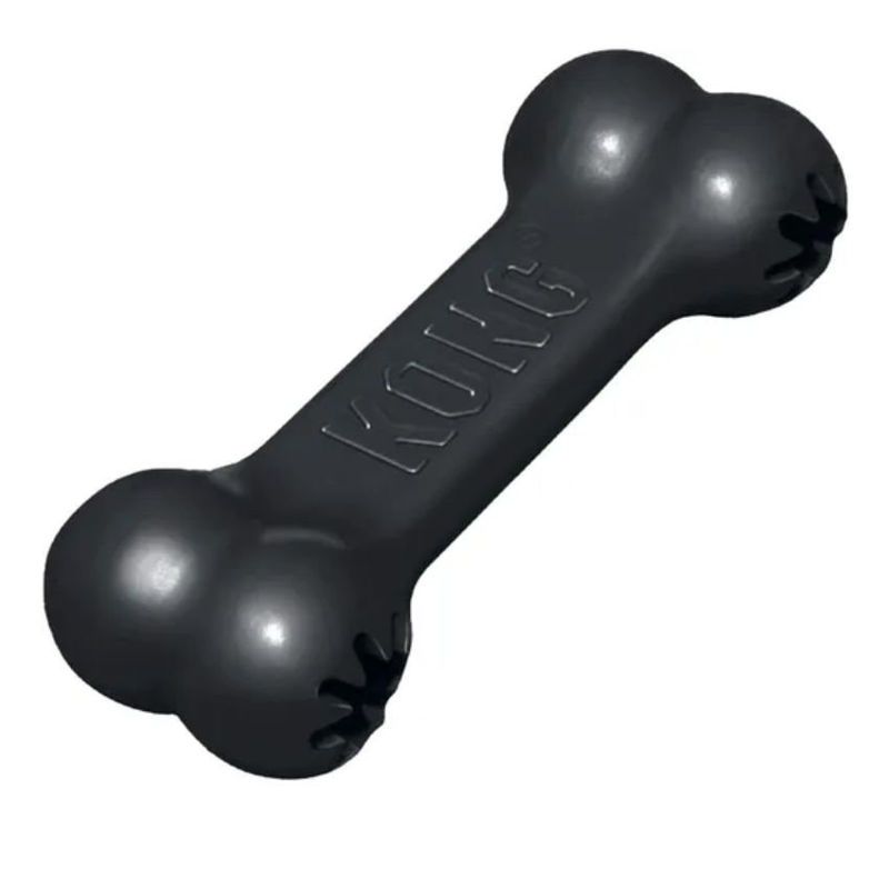 Гумен кокал KONG Extreme goodie bone с място за лакомства Черен