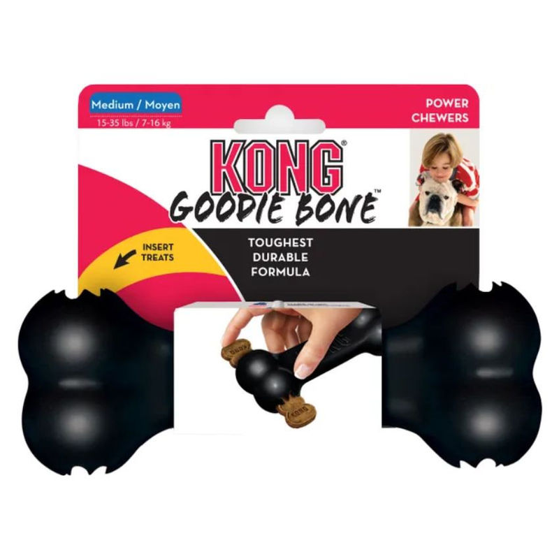 Гумен кокал KONG Extreme goodie bone с място за лакомства Черен 2
