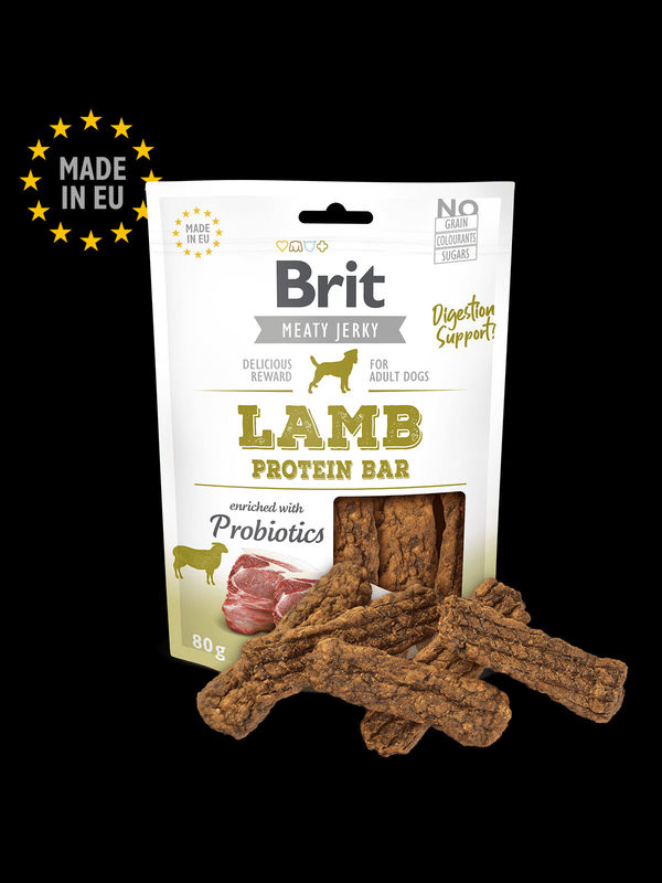 Brit Jerky Snack – Lamb Protein bar – лакомство за кучета протеинови барчета с агнешко  0.08 кг.
