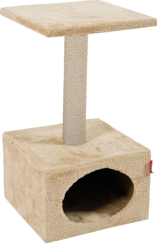 Драскалка Zolux SOLO CAT TREE – с къщичка и една площадка, 31см х 31см х 56см Бежов 4