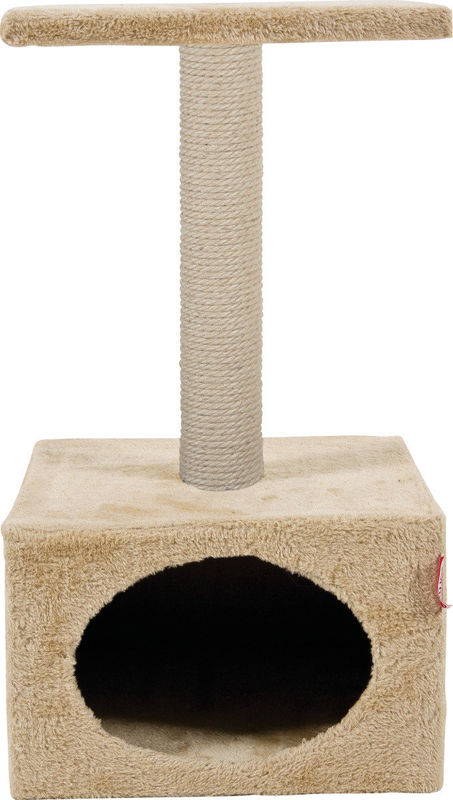 Драскалка Zolux SOLO CAT TREE – с къщичка и една площадка, 31см х 31см х 56см Бежов 3