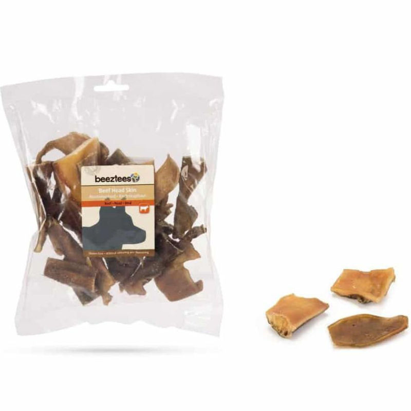 Натурално лакомство за кучета Beeztees beef head skin сушена телешка кожа 5 бр.