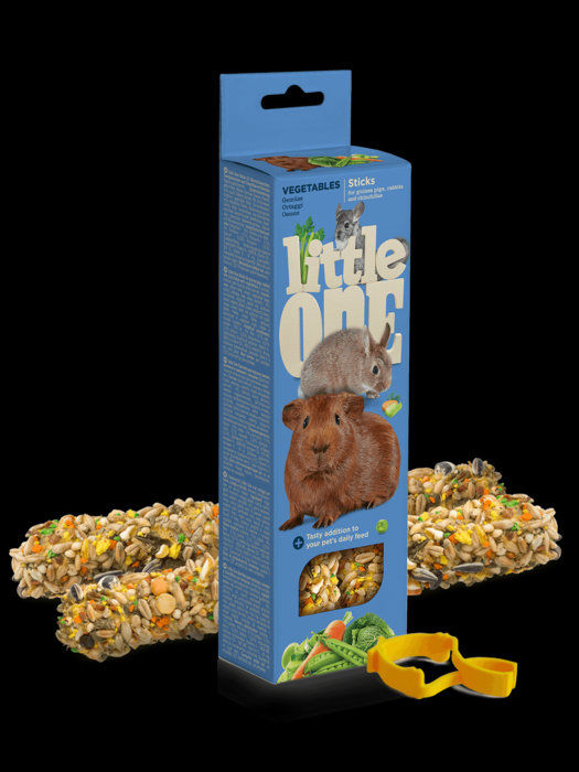 Крекери за гризачи и зайци Little One Sticks с грах, морков, зеле, праз, целина, спанак 2х60 гр. 0.120 кг.