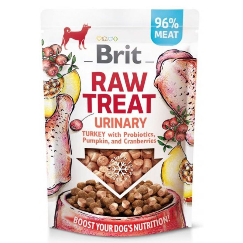 Кучешко лакомство за подпомагане на уринарния тракт Brit Raw Treat Urinary. Freeze-dried treat and topper от Сурово лиофилизирано – 96% ПРЯСНО ПУЕШКО МЕСО