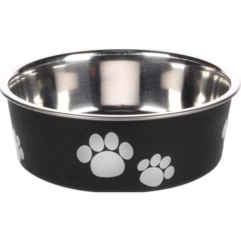 Черна метална купа Flamingo KENA BLACK – със сребърни лапички и противоплъзгаща основа 800мл.