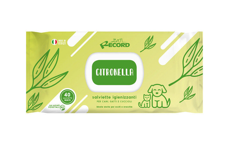 Record wet wipes LEMONGRASS  – Мокри кърпи за домашни любимци с лимонова трева 40бр. 40 бр.