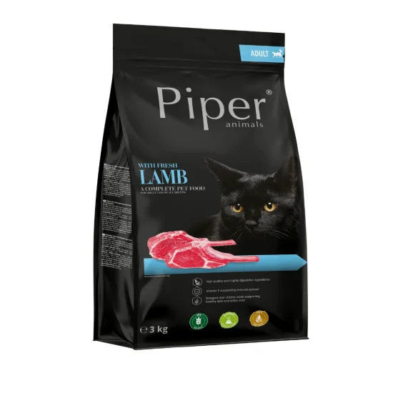 Piper Cat Lamb 3 кг – суха гранулирана храна за котки с прясно агнешко месо, без зърно, 3 кг