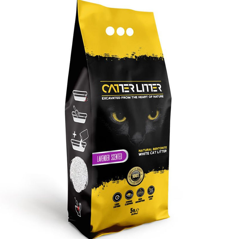 Бентонитова котешка тоалетна CATTERLITTER White Bentonite Lavender с аромат на лавандула 10л.