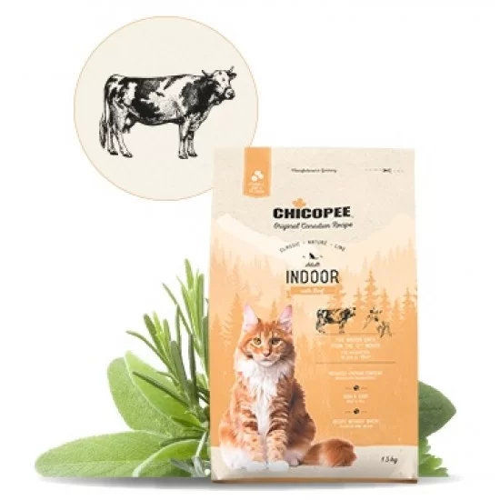 Храна за котка Chicopee Classic Nature Line Adult Indoor с говеждо, 1.5 кг