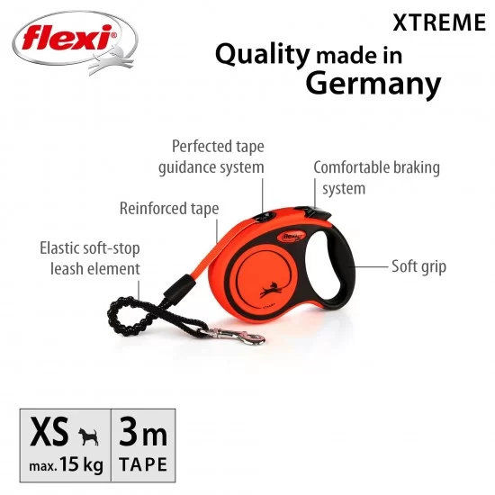 flexi Xtreme XS - 3м лента, до 15кг - цвят оранж 5