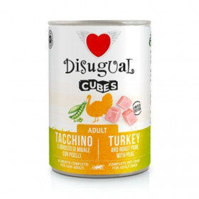 Консервирана храна за кучета Disugual Cubes Adult Turkey, roasted pork and peas с Пуешко, печено свинско и грах 400гр.