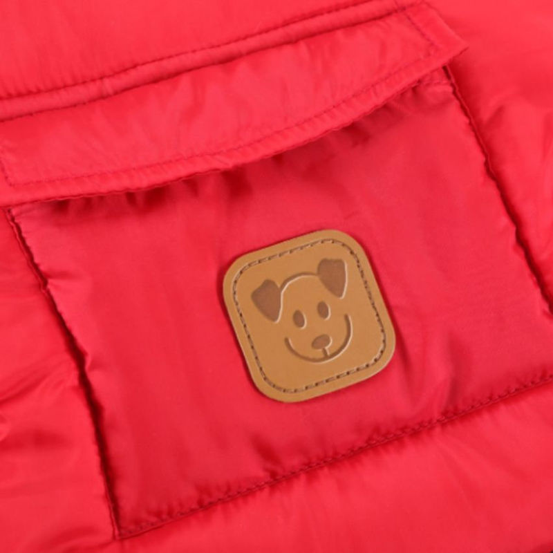 Непромокаемо яке за куче без качулка- червен цвят 30 см. 4