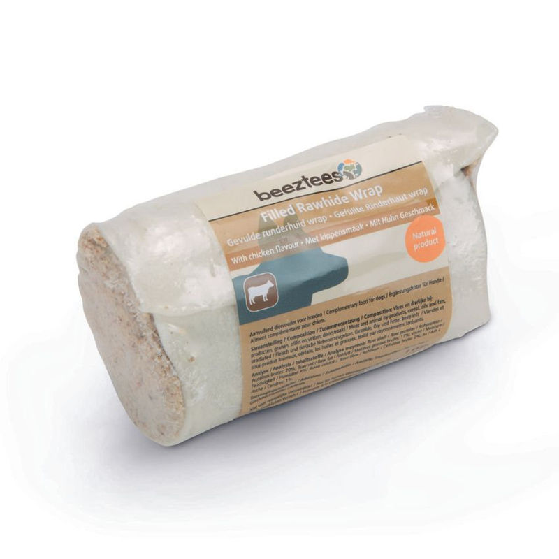Натурално лакомство за куче Beeztees Пресована кожа с пълнеж от пилешко 1 бр.