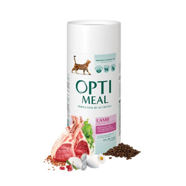 OPTIMEAL CAT ADULT DIGESTION WITH LAMB Първокласна храна за котки с диетично агнешко 15
