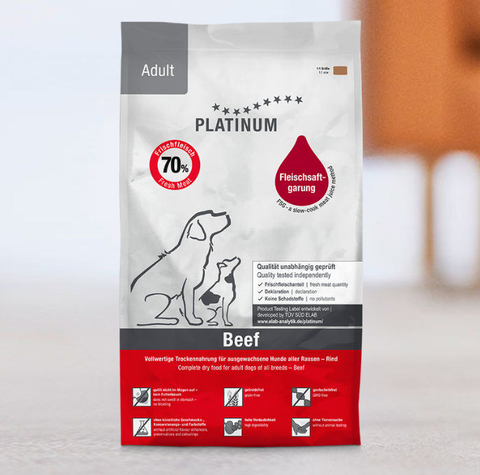 Супер премиум храна Platinum Adult Beef and Potato- с 70% прясно телешко месо годно за човешка консумация1,5кг