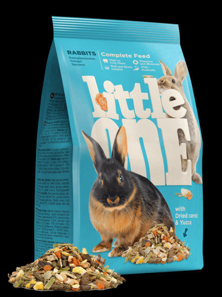 Здравословна храна за зайци над 6 месеца Little One Feed for rabbits с пелети от предовано, ливадно сено, моркови и рожков 0.400 кг.