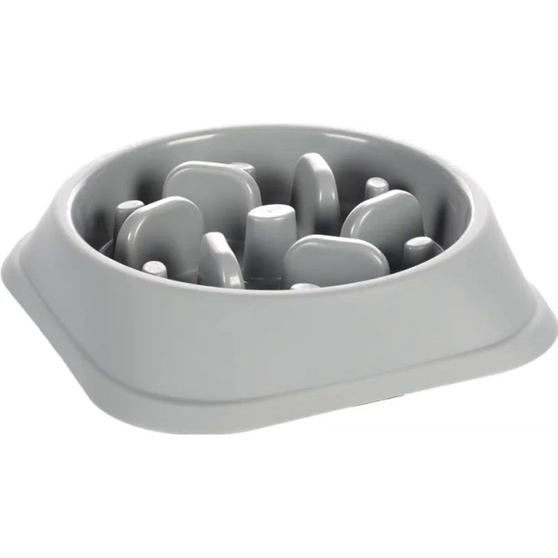 Пластмасова купа  Flamingo GREY – за лакоми кучета, насърчава бавното хранене 500мл.