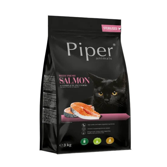 Piper Cat Salmon – суха гранулирана храна за котки с прясна сьомга, 3 кг