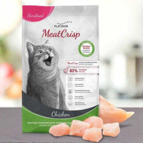 Пълноценна суха храна за кастрирани котки Platinum MeatCrisp Sterilised Chicken с 83% Прясно пилешко месо, БЕЗ зърнени култури 0.400гр